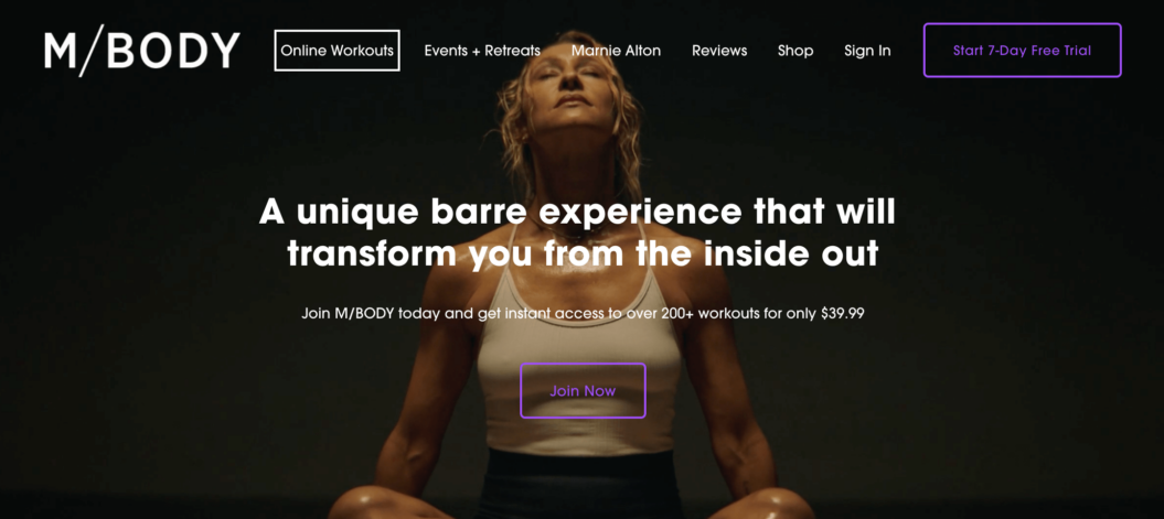 m/body's homepage for their online membership platform
