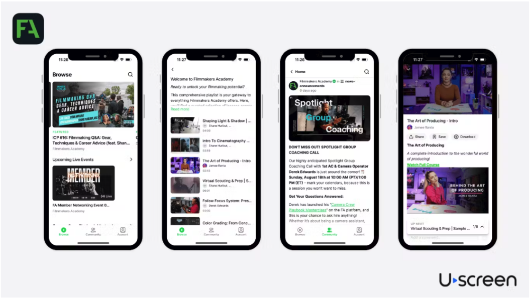 an image showing the OTT streaming apps of Filmmakers Academy